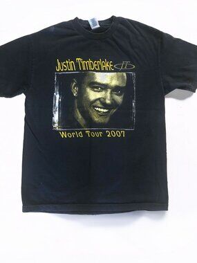 Y2K Vintage VTG Justin Timberlake World Tour 2007 Tee Shirt Size Large